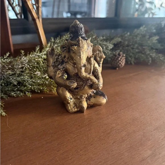 Brass Ganesha Statue – 5” Tall - Picture 1 of 5